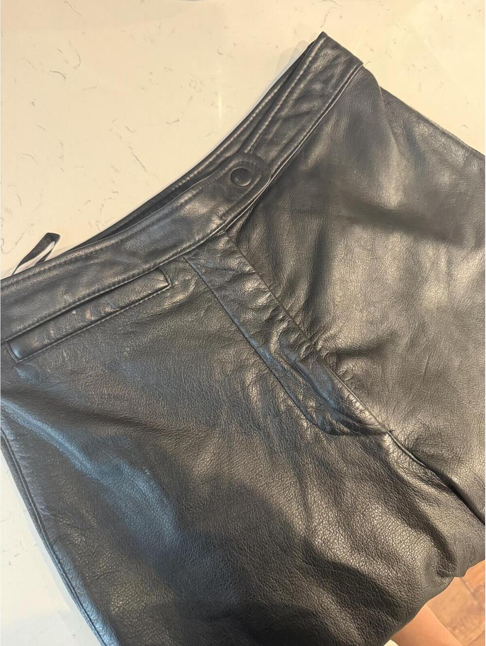 Wilsons Maxima Black Genuine Leather Pants Women’s Size 6 Y2K Moto Slim Fit - Picture 3 of 6